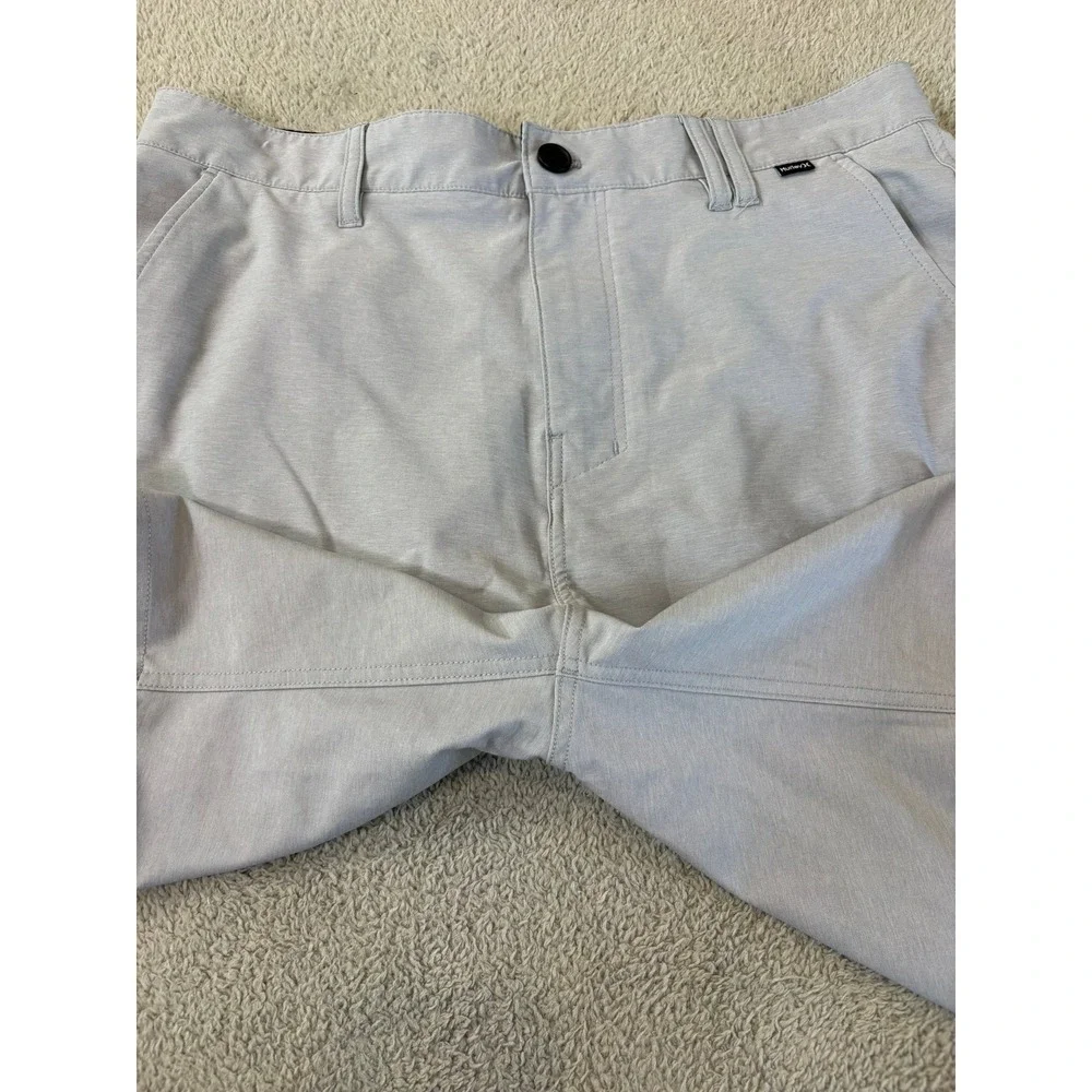 Hurley Phantom Mens Hybrid Walk Shorts Light Grey Heather Sz 33/34 Chino Stretch